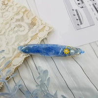 [預購] 香港製造 Queenary Handcraft 親子款式 手作藍色花紋髮夾(鴨咀夾) - BB Dressup