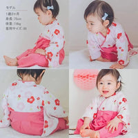 [現貨] 日本直送 Aenak 女童裝 粉紅色梅花 日本和服連身衣 (70-90cm) - BB Dressup