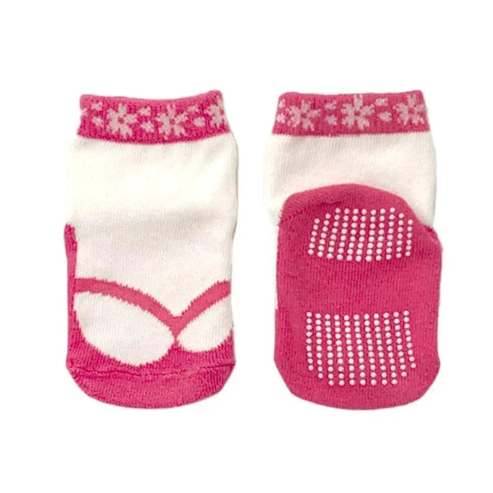 [現貨] 日本製 Aenak 嬰兒 日式防滑膠底分趾女童嬰兒襪 9-12cm (紅/粉紅) - BB Dressup