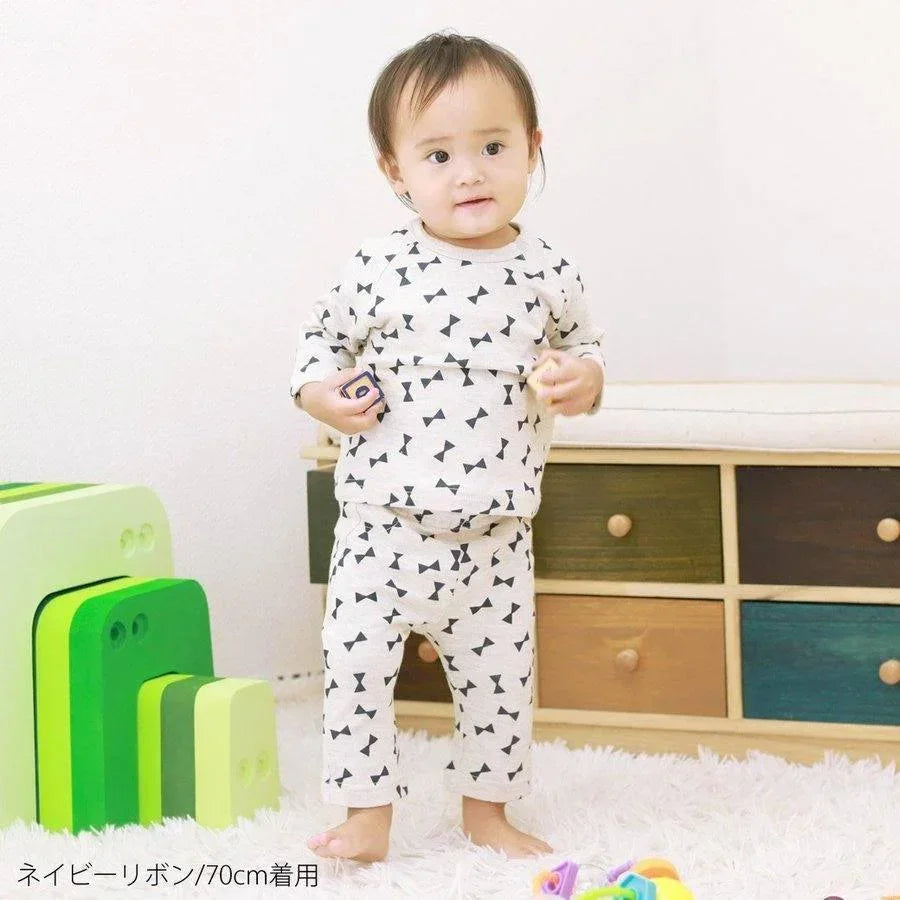 [現貨] 日本直送 Aenak 初生嬰兒 100%全棉 煲呔造型 雙面針織厚身長褲 (70-90cm) - BB Dressup