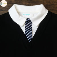 [現貨] 日本直送 Aenak 初生嬰兒 黑色V領恤衫/西褲套裝 (80-110cm) - BB Dressup