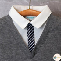 [現貨] 日本直送 Aenak 男童裝 灰色V領恤衫造型嬰兒連身衣 (70-80cm) - BB Dressup