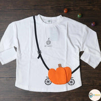 [現貨] 日本直送 Cheekroom 童裝 南瓜車 白色 知育服T恤 (100-120cm) - BB Dressup