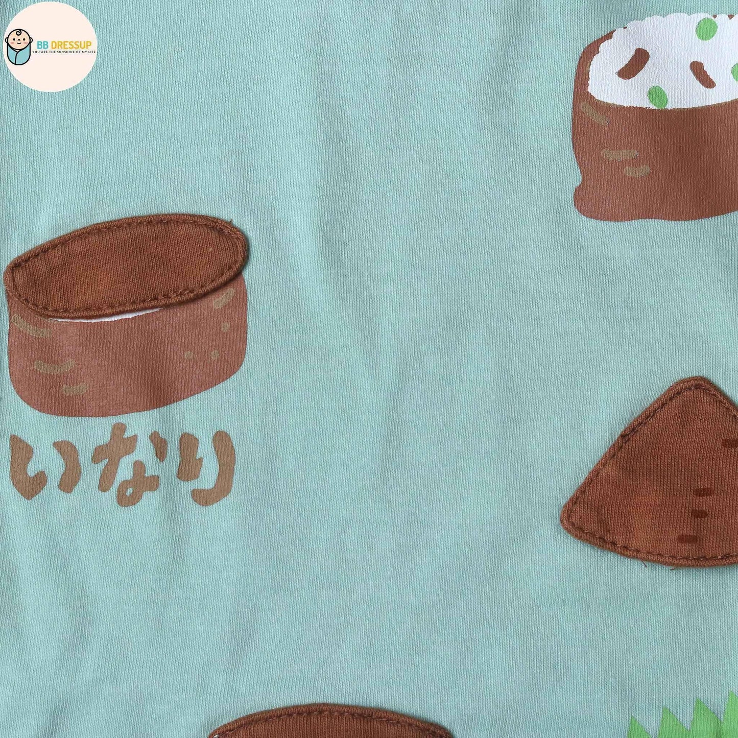 [現貨] 日本直送 Cheekroom 童裝 稻荷壽司狐狸仔 淺藍色 知育服T恤 (100-120cm) - BB Dressup