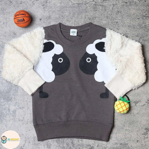 [現貨] 日本直送 Cheekroom 童裝 炭灰色 羊咩咩 長袖衛衣 (100-110cm) - BB Dressup