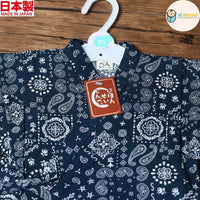 [現貨] 日本製 Mam 嬰兒 深藍腰果花 日本和服浴衣BB衫套裝 - BB Dressup
