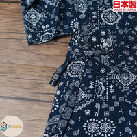 [現貨] 日本製 Mam 嬰兒 深藍腰果花 日本和服浴衣BB衫套裝 - BB Dressup