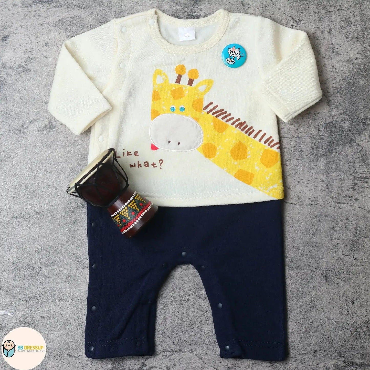 [現貨] 日本直送 Mam 長頸鹿造型 厚身嬰兒連身衣 (70-80cm) - BB Dressup