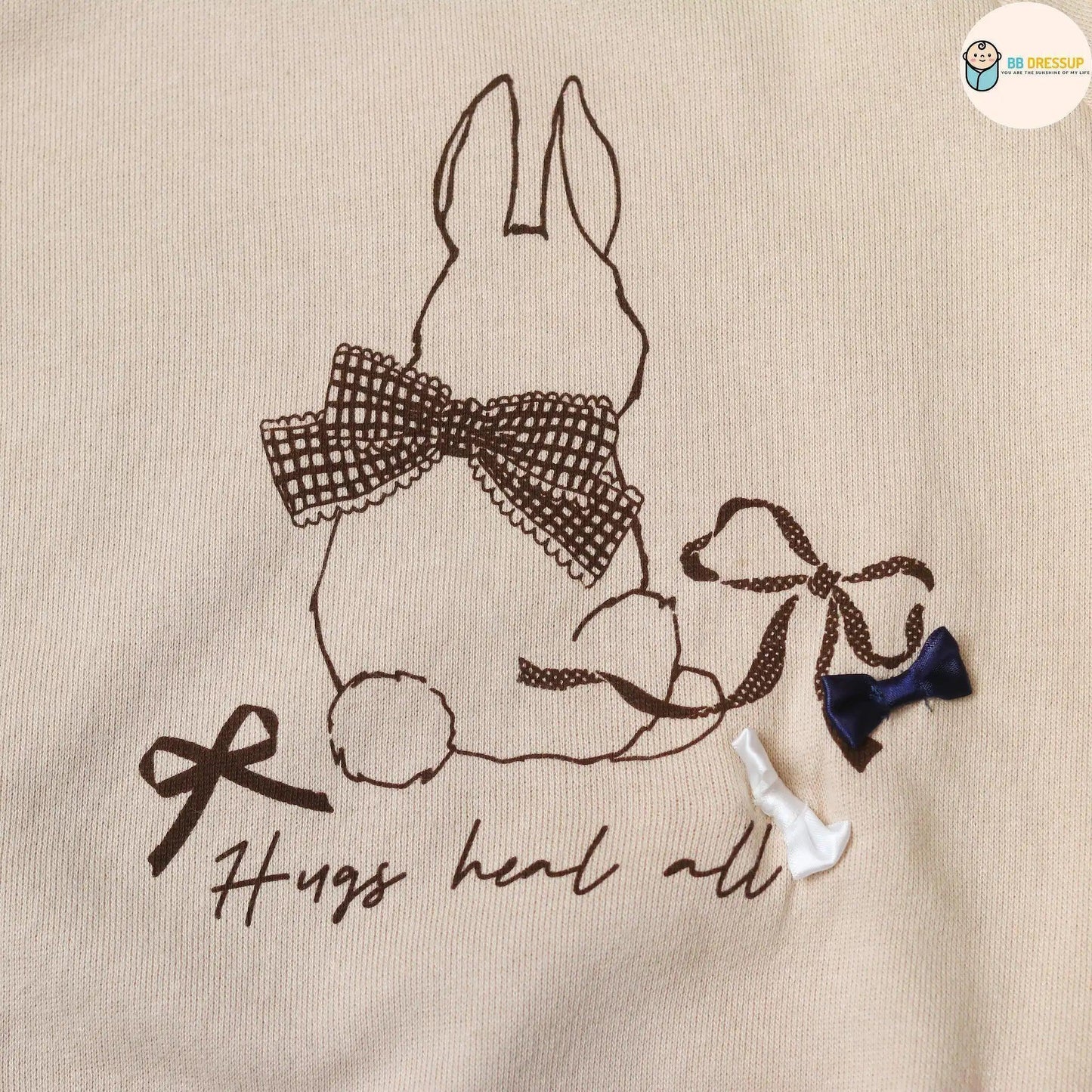 [現貨] 日本直送 Mam 幼兒 兔仔絲帶 米色長袖衛衣 (100cm) - BB Dressup