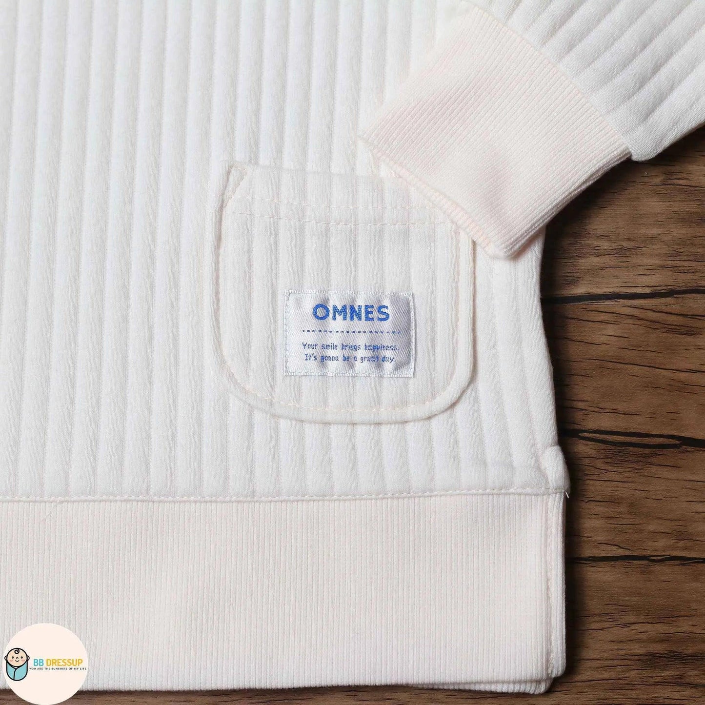 [現貨] 日本直送 OMNES 女童 白色直紋 長袖衫 (100-130cm) - BB Dressup