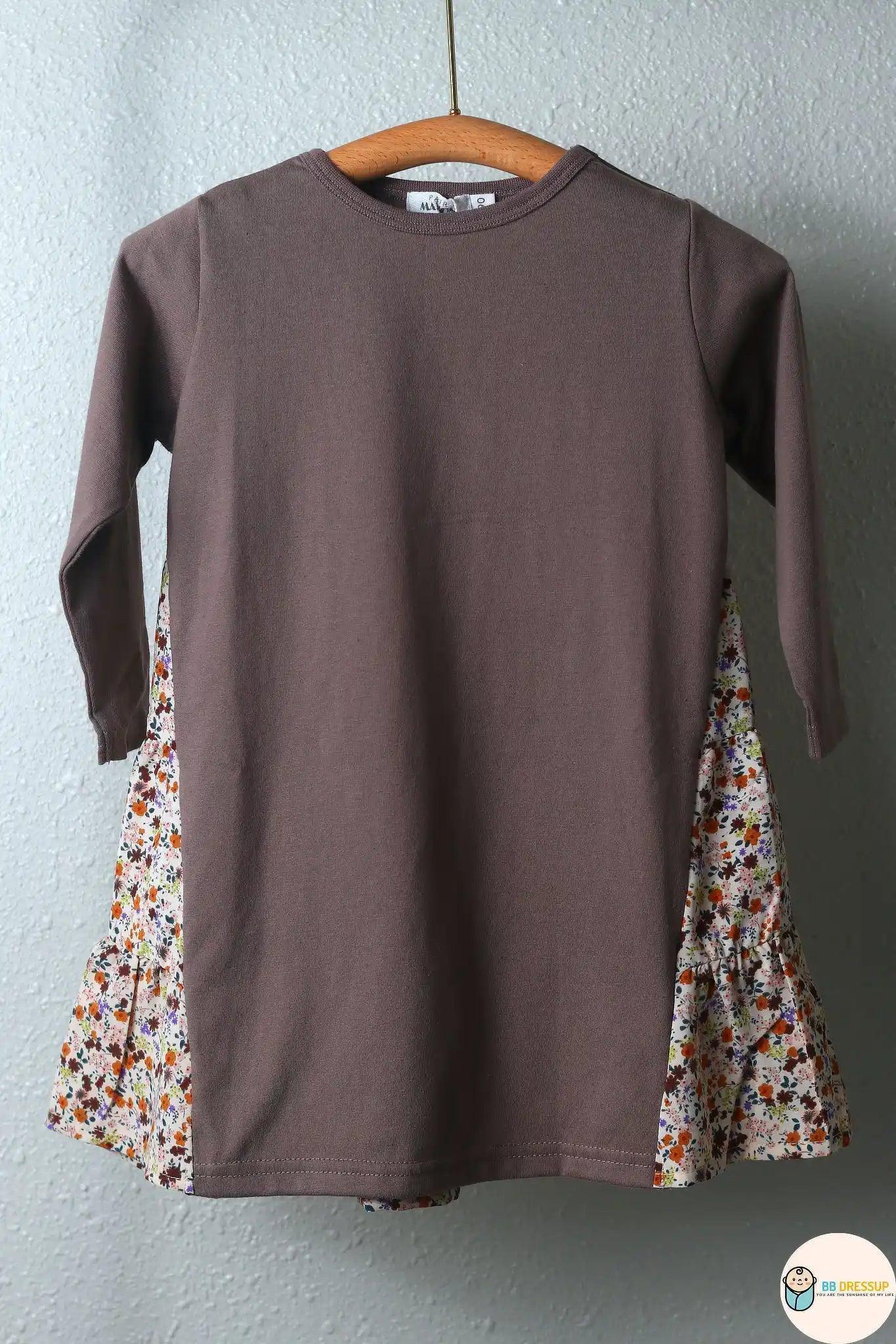 [現貨] 日本直送 Pairmanon 女童裝 深紫碎花圖案長袖連身裙 (100cm) - BB Dressup