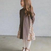 [現貨] 日本直送 Pairmanon 女童裝 深紫碎花圖案長袖連身裙 (100cm) - BB Dressup