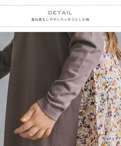 [現貨] 日本直送 Pairmanon 女童裝 深紫碎花圖案長袖連身裙 (100cm) - BB Dressup