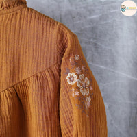 [現貨] 日本直送 Pairmanon 女童裝 咖啡色雙層薄紗繡花 洋裝連身裙 (100cm) - BB Dressup