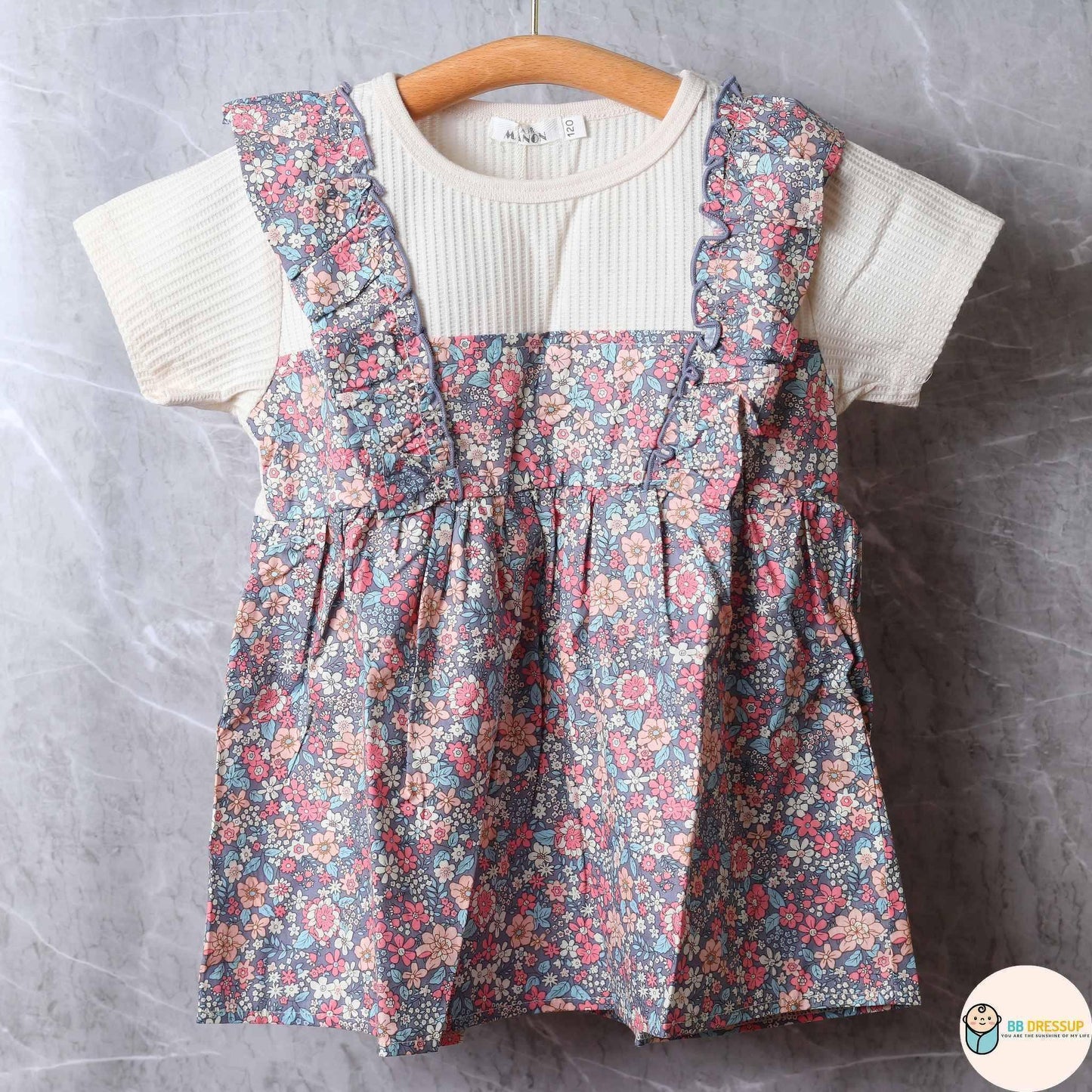 [現貨] 日本直送 Pairmanon 女童裝 碎花圍裙造型上衣 - BB Dressup