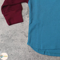 [現貨] 日本直送 Pairmanon 童裝 藍色拼棗紅色 長袖T恤 (90-120cm) - BB Dressup