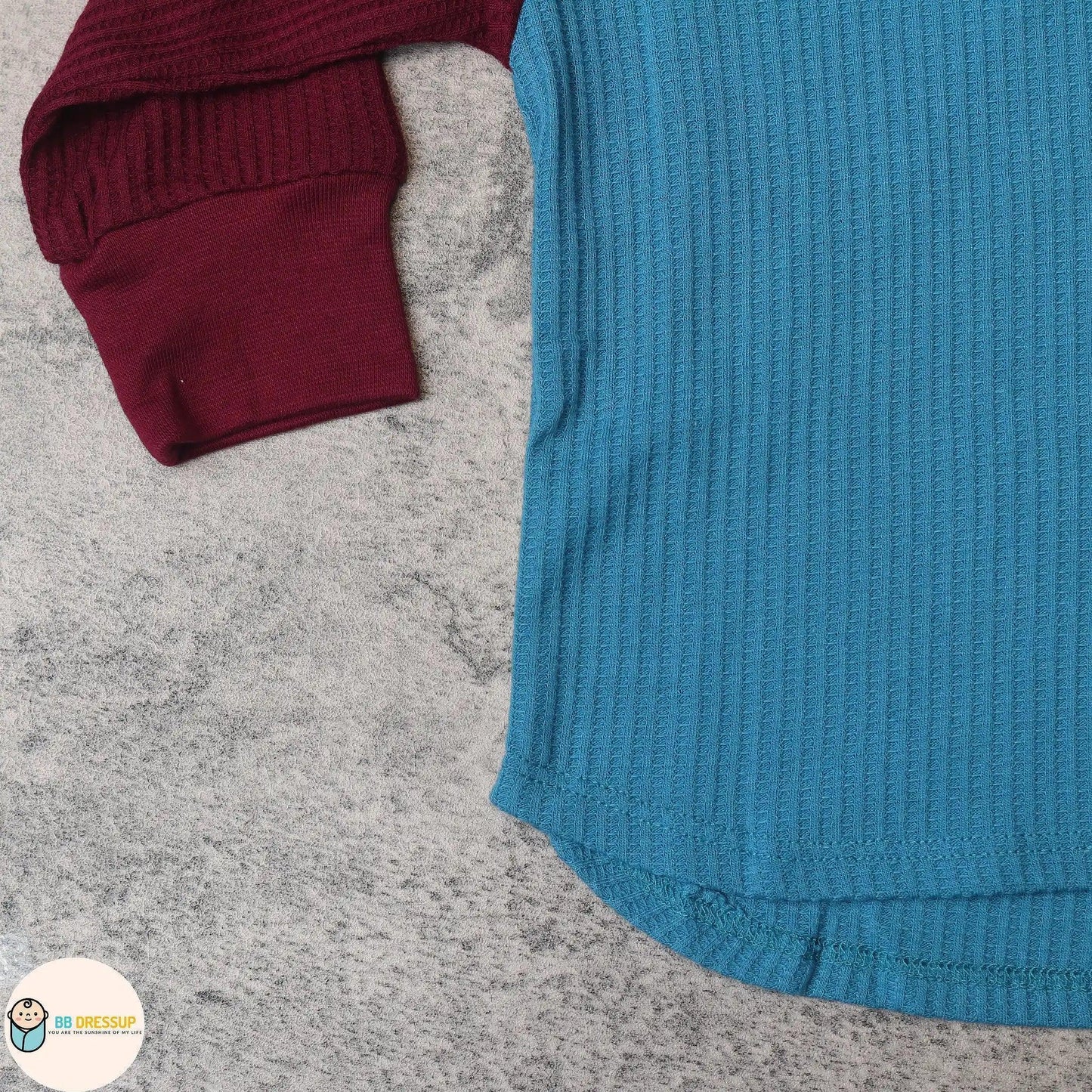 [現貨] 日本直送 Pairmanon 童裝 藍色拼棗紅色 長袖T恤 (90-120cm) - BB Dressup
