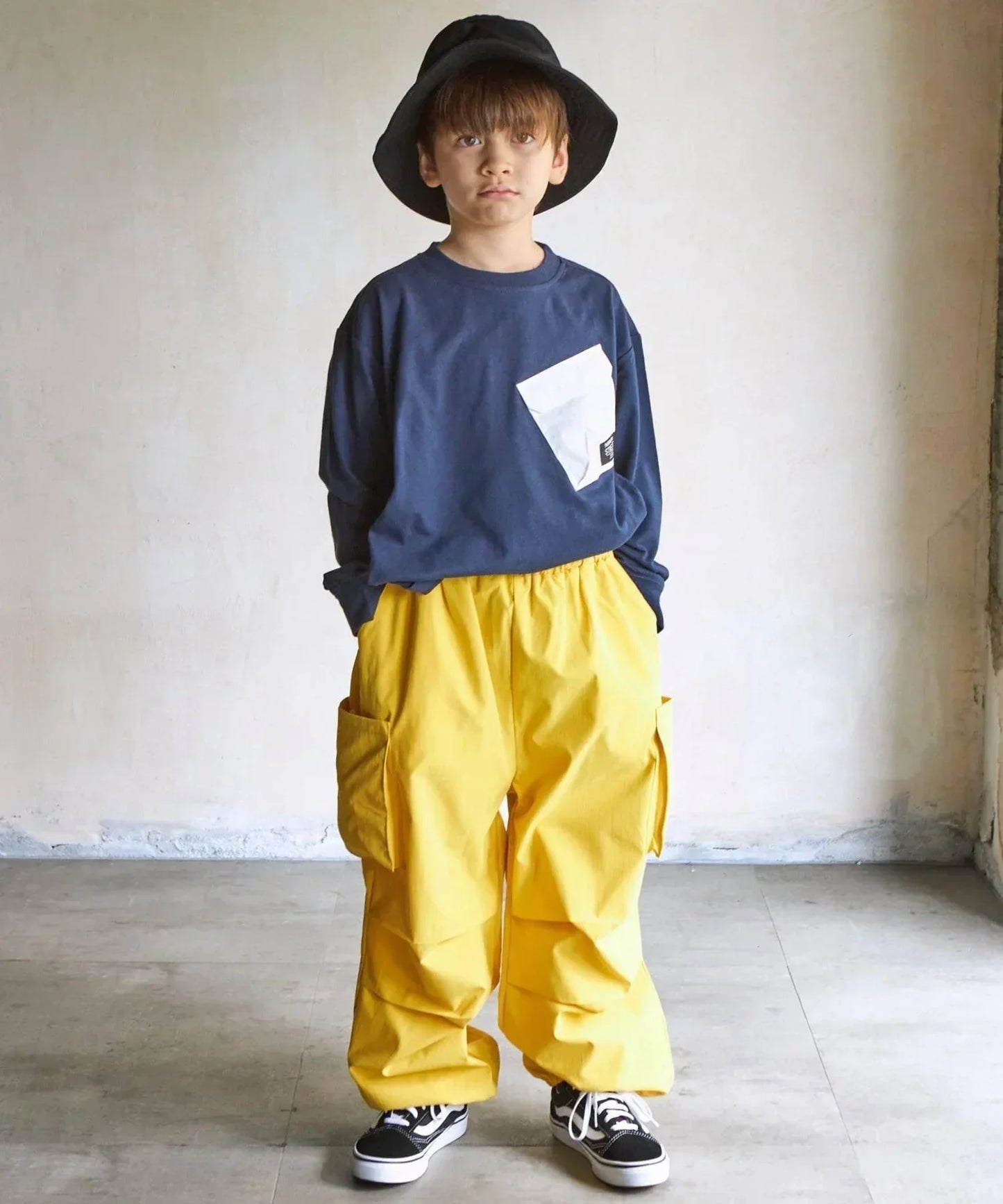 [現貨] 日本直送 Pairmanon 童裝 深藍配白色胸袋 長袖T恤 (90cm) - BB Dressup