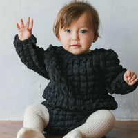 [現貨] 日本直送 Pairmanon 嬰兒 黑色泡泡洋裝衫褲套裝 (70-80cm) - BB Dressup