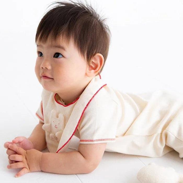 [預購] 日本製 POMPKINS 白色有機棉短袖 嬰兒連身衣/BB衫 - BB Dressup