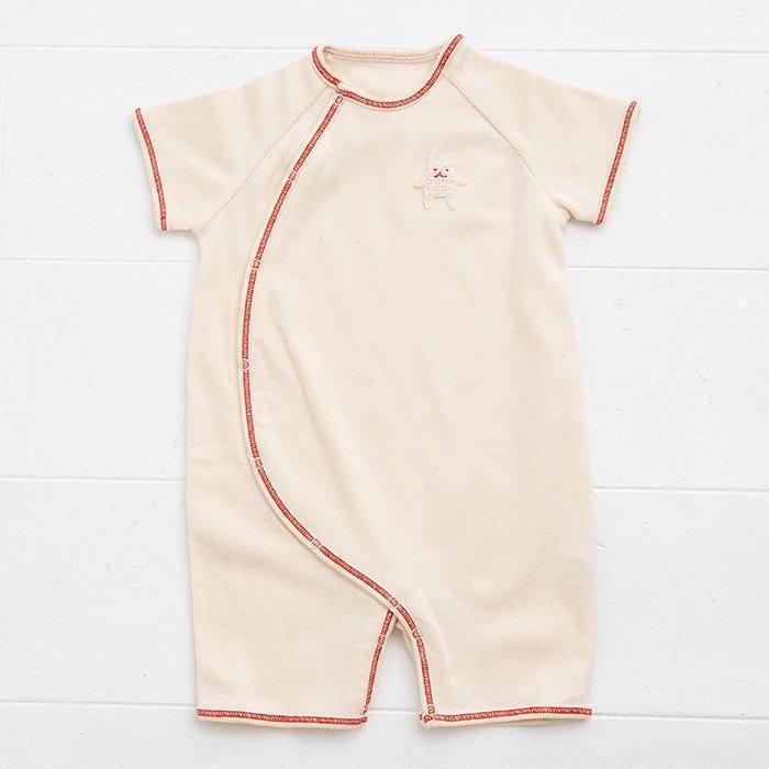 [預購] 日本製 POMPKINS 白色有機棉短袖 嬰兒連身衣/BB衫 - BB Dressup