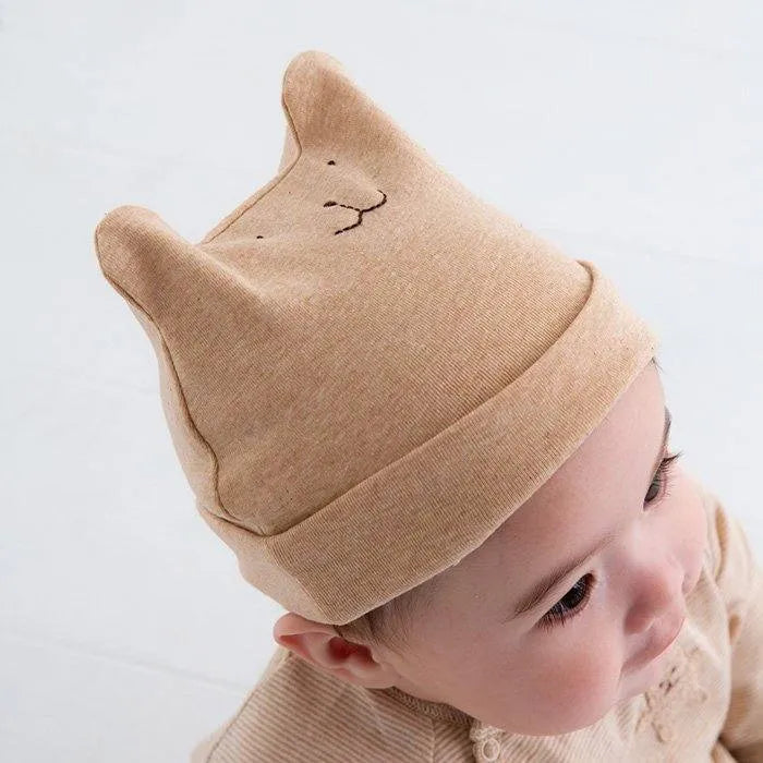 [預購] 日本製 POMPKINS 初生嬰兒 兔仔 啡色有機棉嬰兒帽 - BB Dressup