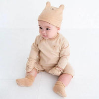 [現貨] 日本製 POMPKINS 初生嬰兒 兔仔 啡色有機棉嬰兒帽 - BB Dressup