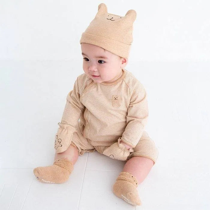 [預購] 日本製 POMPKINS 初生嬰兒 兔仔 啡色有機棉嬰兒帽 - BB Dressup