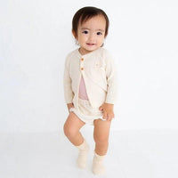 [現貨] 日本製 POMPKINS 初生嬰兒 白色開胸有機棉外套 - BB Dressup