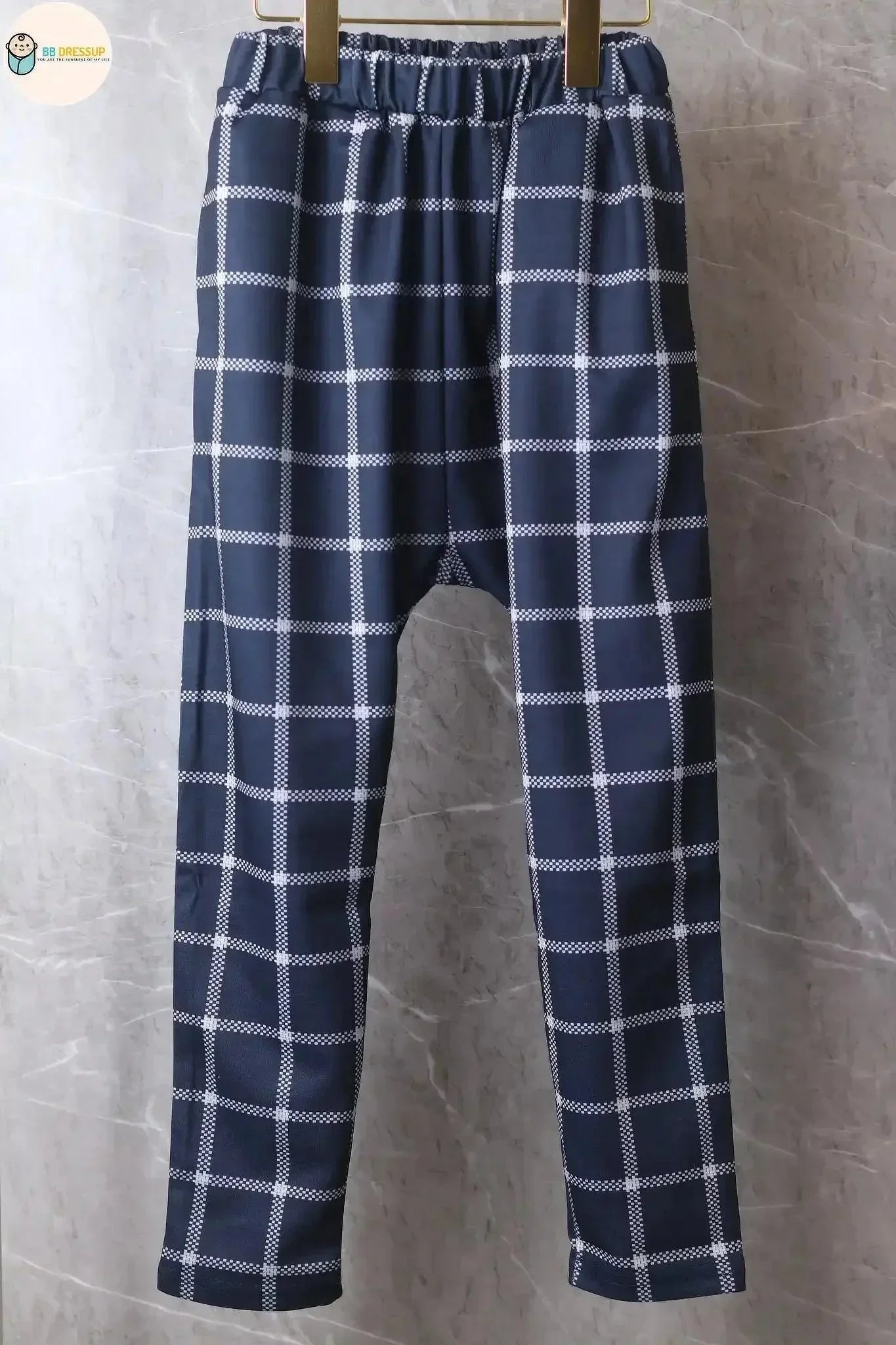 [現貨] 日本直送 Shisky 童裝 深藍色格仔 長褲 (130cm) - BB Dressup