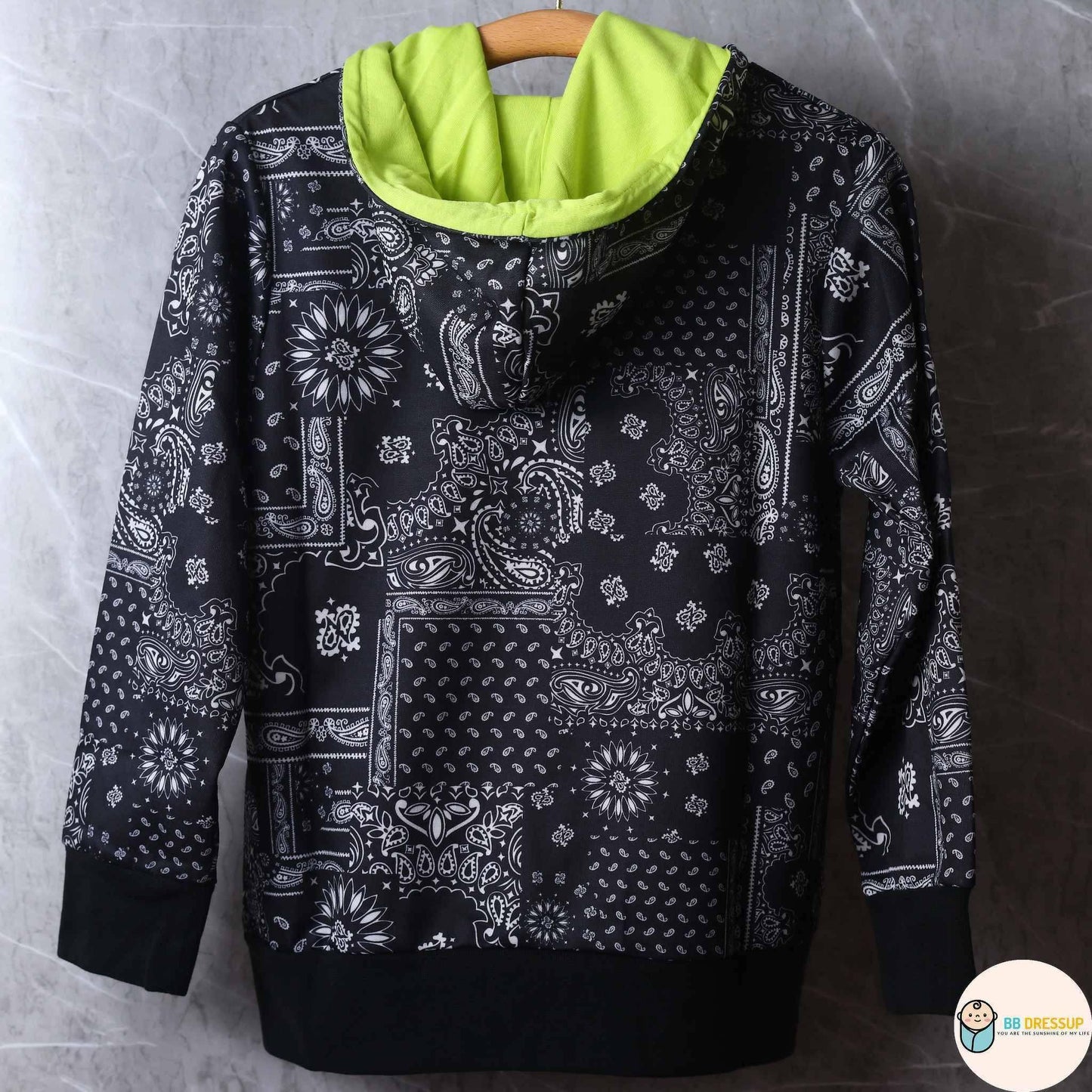 [現貨] 日本直送 Shisky 童裝 黑色腰果花 長袖運動衫褲套裝 (120-130cm) - BB Dressup