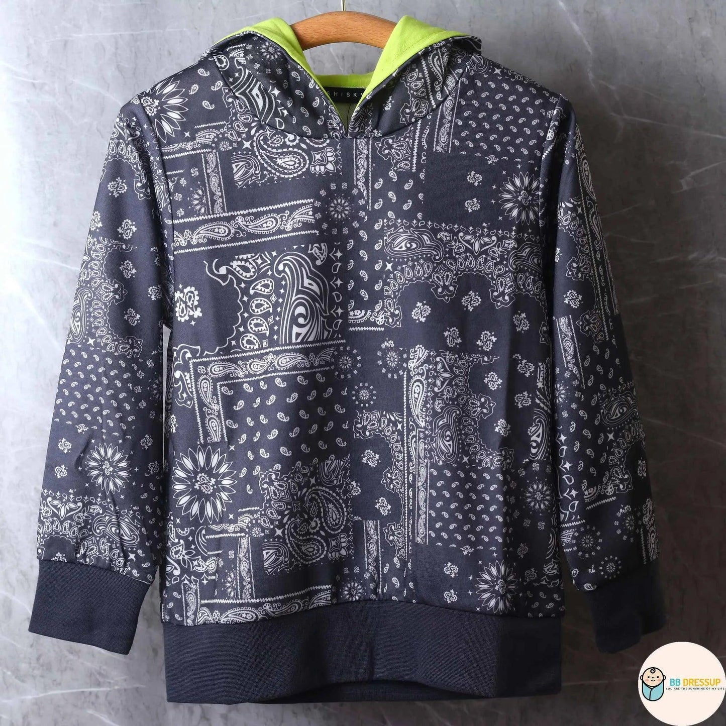 [現貨] 日本直送 Shisky 童裝 灰色腰果花 長袖運動衫褲套裝 (120-130cm) - BB Dressup