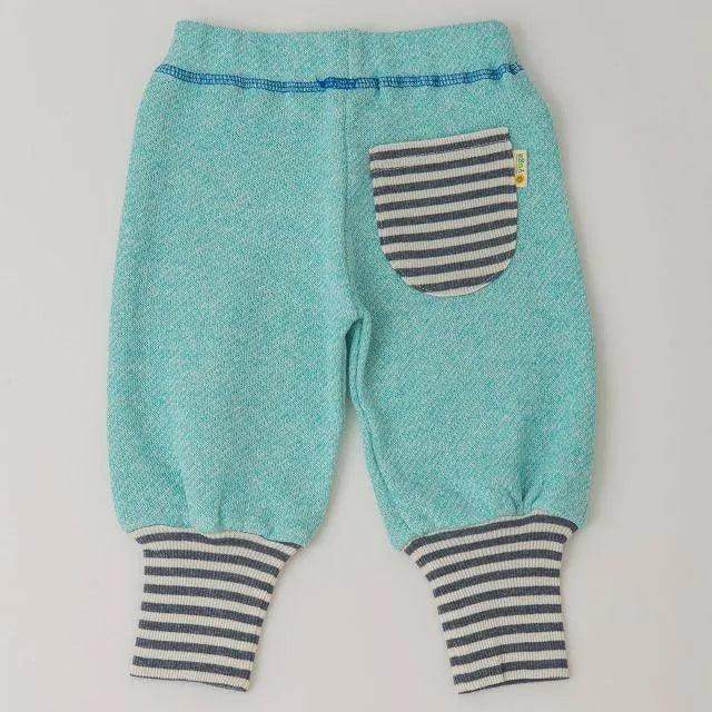 [現貨] 日本製 Yuga 有機棉 初生嬰兒 粉藍色束腳長褲 (90-100cm) - BB Dressup