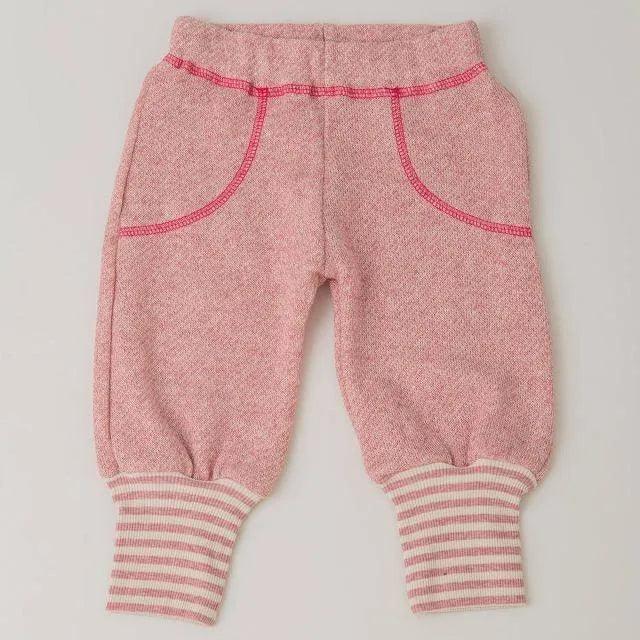 [現貨] 日本製 Yuga 有機棉 初生嬰兒 粉紅色束腳長褲 (90-100cm) - BB Dressup